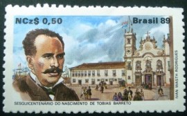Selo postal do Brasil de 1989 Tobias Barreto N