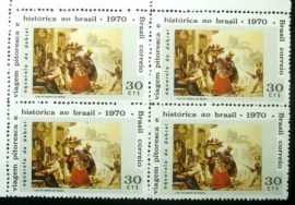 Quadra de selos postais do Brasil de 1970 Jean Baptiste Debret