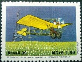Selo postal do brasil de 1989 Demoiselle