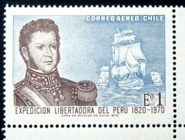 Selo postal do Chile de 1971 Bernardo O'Higgins N