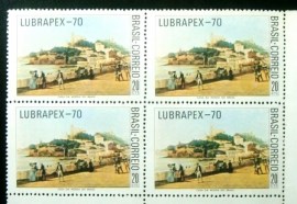 Quadra de selos postais do Brasil de 1970 LUBRAPEX 70