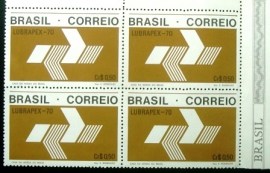 Quadra de selos postais do Brasil de 1970 LUBRAPEX 70 50