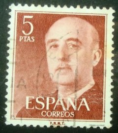 Selo postal da Espanha de 1955 General Franco 5