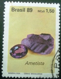 Selo postal do Brasil de 1989 Ametista