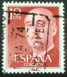 Selo postal da Espanha de 1955 General Franco 10