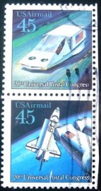 Selo postal dos Estados Unidos de 1989 Air-suspended Hover Car and Space Shuttle
