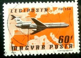 Selo postal da Hungria de 1977 TU-154