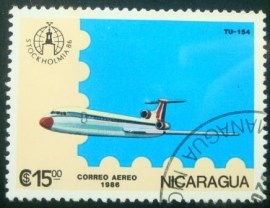 Selo postal da Nicarágua de 1986 Tupolyev TU-154