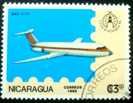 Selo postal da Nicarágua de 1986 Boeing-747