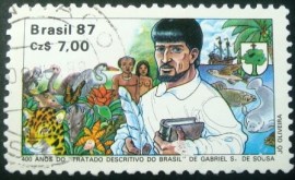 Selo postal do Brasil de 1977 Gabriel Soares de Souza
