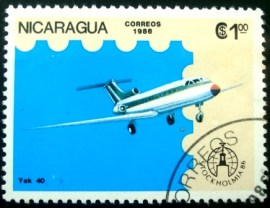 Selo postal da Nicarágua de 1986 Lockheed L-1011 Tristar