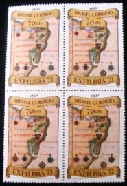 Quadra de selos postais do Brasil de 1972 Carta do Brasil