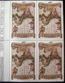 Quadra de selos postais do Brasil de 1972 Carta do Brasil 1