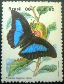 Selo postal do Brasil de 1986 Prepona Eugenes Diluta- C 1514 N