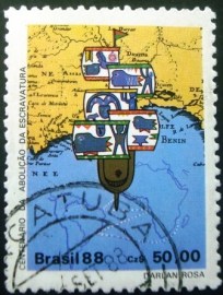 Selo postal do Brasil de 1977 Navio Negreiro