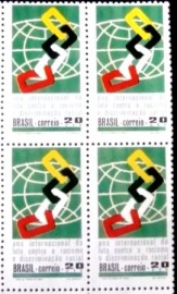 Quadra de selos postais do Brasil de 1971 Luta Contra o Racismo M