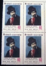 Quadra de selo postais do Brasil de 1971 Cabeça de Homem M