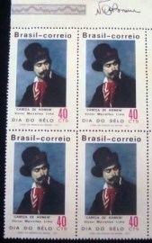 Quadra de selo postais do Brasil de 1971 Cabeça de Homem M
