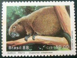 Selo postal do Brasil de 1988 Ouriço Preto N