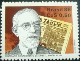 Selo postal do Brasil de 1986 Ernesto Simões Filho