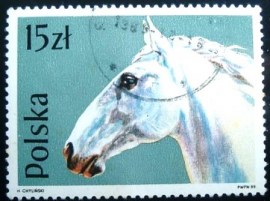 Selo postal da Polônia de 1989 Lippizan
