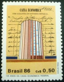 Selo postal do Brasil de 1986 Caixa Econômica