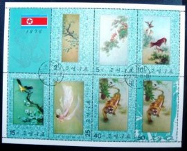 Série de selos postais da Coréia do Norte de 1976 Art Embroidery