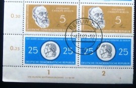Quadra de selos postais da Alemanha Oriental de 1960 Humboldt University