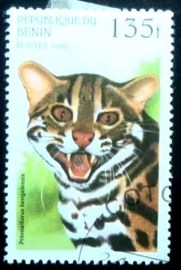 Selo postal do Benin de 1996 Leopard Cat