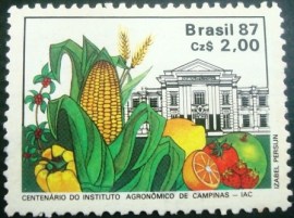 Selo postal do Brasil de 1987 Centenário do IAC - C 1553 N