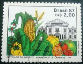 Selo postal do Brasil de 1987 Centenário do IAC