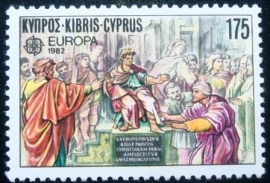 Selo postal do Chipre de 1982 Conversion of Sergios Pavlos to Christian