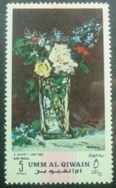 Selo postal de Umm Al Qiwain de 1968 Flowers by E. Manet