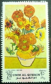 Selo postal de Umm Al Qiwain de 1968 Flowers by V. Van Gogh