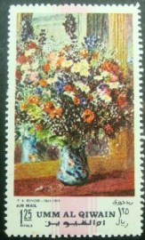 Selo postal de Umm Al Qiwain de 1968 Flowers by Renoir