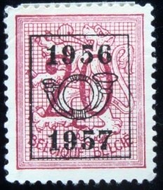 Selo postal da Bélgica de 1956 Number on Heraldic Lion