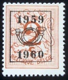 Selo postal da Bélgica de 1959 Number on Heraldic Lion
