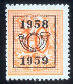 Selo postal da Bélgica de 1958 Number on Heraldic Lion