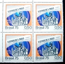 Quadra de selos postais do Brasil de 1975 Estadão M
