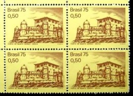 Quadra de selos postais do Brasil de 1975 Forte de Monte Serrat M