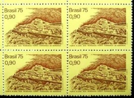Quadra de selos postais do Brasil de 1975 Forte N.S.Remédios