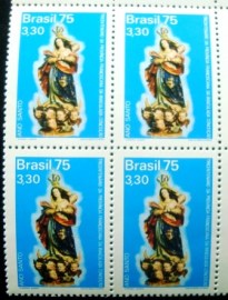 Quadra de selos postais do Brasil de 1975 N.S. Imaculada Conceição