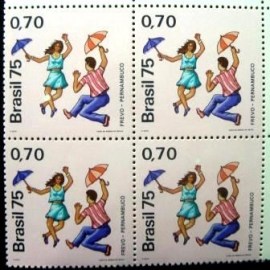 Quadra de selos postais do Brasil de 1975 Frevo