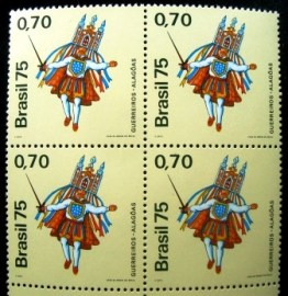 Quadra de selos postais do Brasil de 1975 Guerreiros