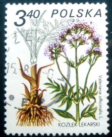 Selo postal da Polônia de 1980 Valeriana offcinalis