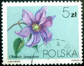 Selo postal da Polônia de 1984 Clematis lanuginosa