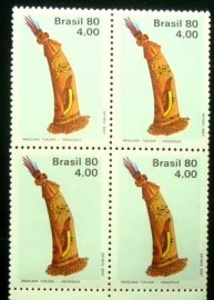 Quadra de selos do Brasil de 1980 Máscara Tukuna N