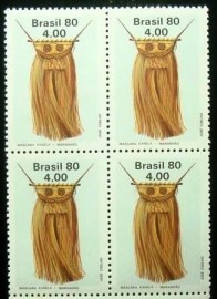 Quadra de selos do Brasil de 1980 Máscara Kanela