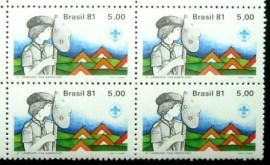 Quadra de selos do Brasil de 1981 Escoteiro M