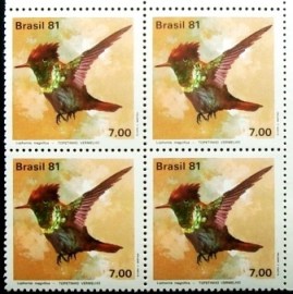 Quadra de selos do Brasil de 1981 Topetinho Vermelho